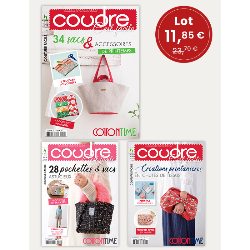 Lot 3 magazines Coudre c'est facile – Sacs, pochettes & chutes de tissus Lot, Magazine Couture