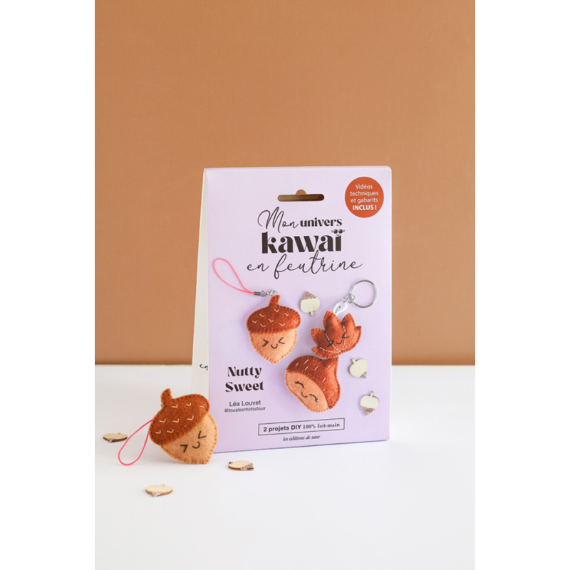 Pochette Duo Kawai : Porté clé - Champignon & Gland Kit DIY