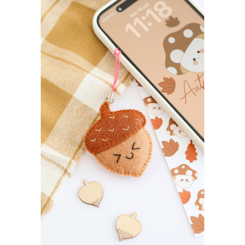 Pochette Duo Kawai : Porté clé - Champignon & Gland