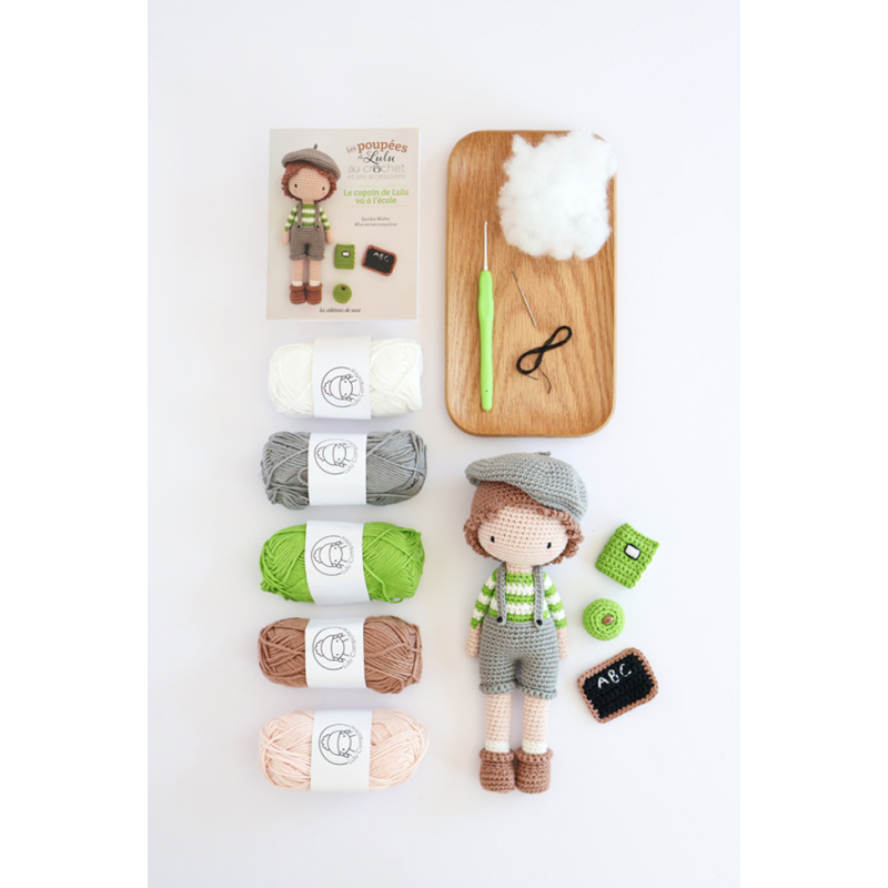 Coffret les Poupées de Lulu au crochet et ses accessoires : Le copain de Lulu va à l'école Kit Crochet