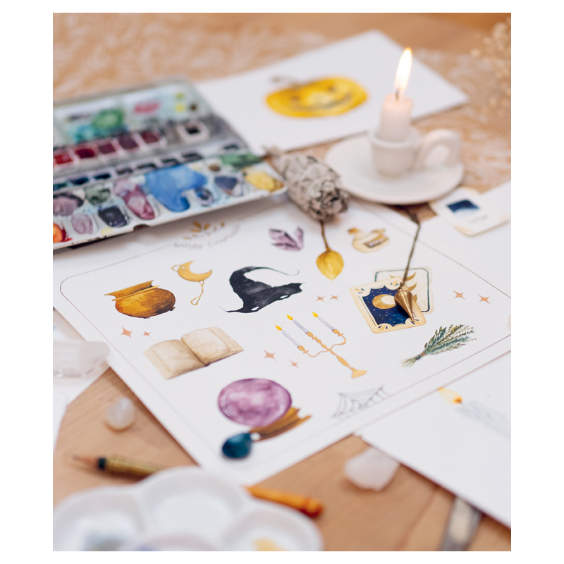 Sorcières & sortilèges à l'aquarelle Livre Beaux-arts
