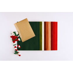 Pochette 10 feuilles feutrine - VERT & ROUGE Fournitures DIY