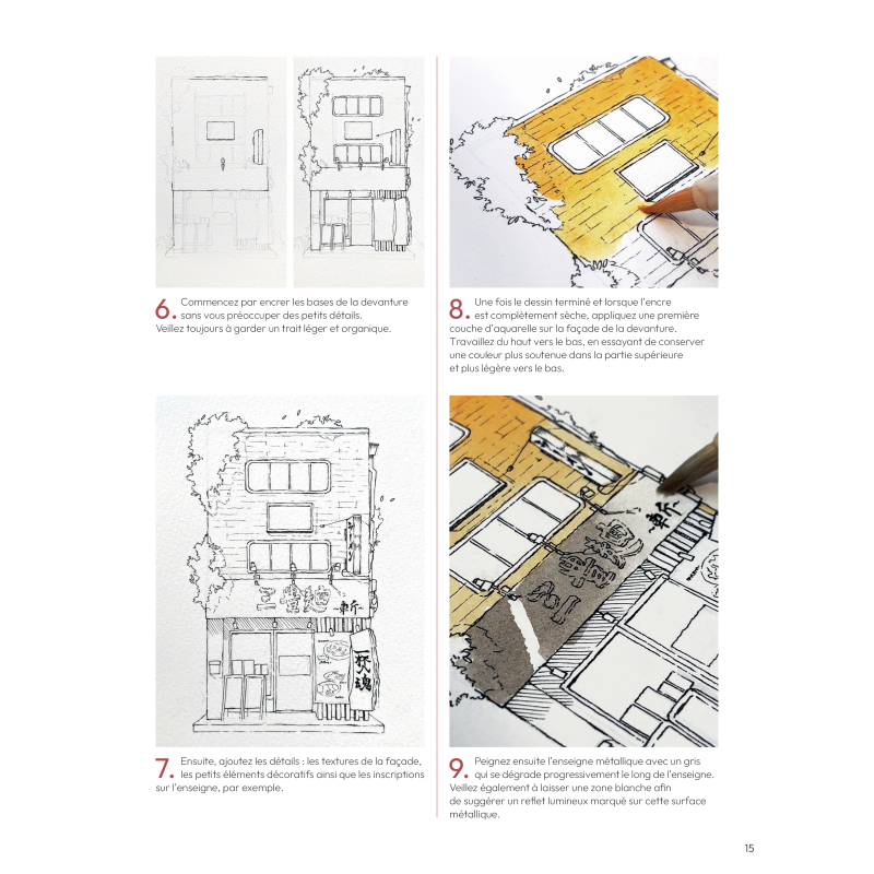 Planches & secrets d'artistes : Boutiques japonaises à l'aquarelle Livre Beaux-arts