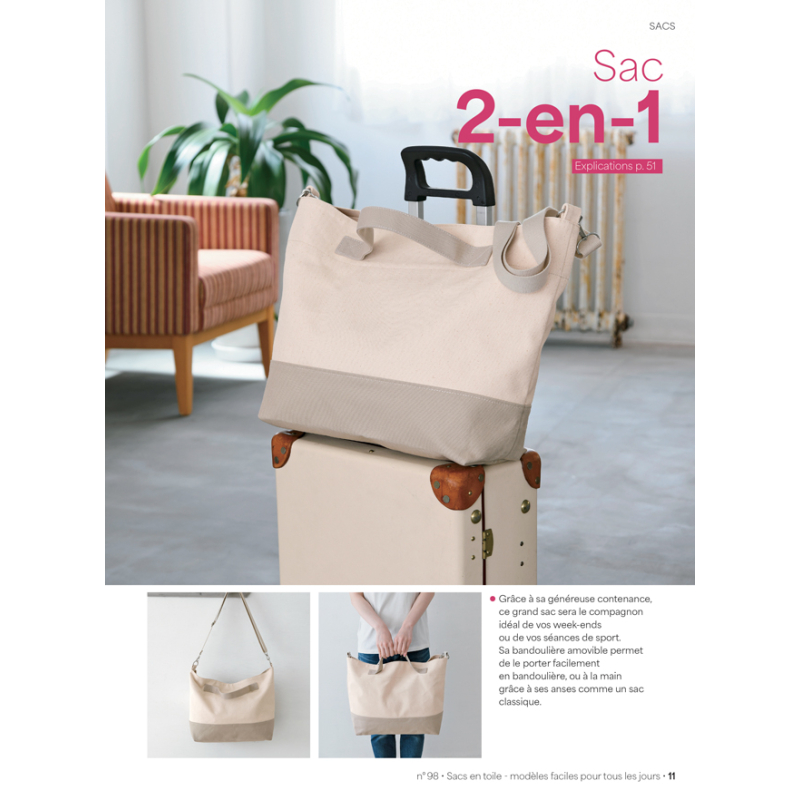 Coudre c'est facile n°98 : sacs en toile Magazine Couture