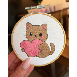 Broderie inspiration JAPON : Le Chatmoureux Kit Broderie