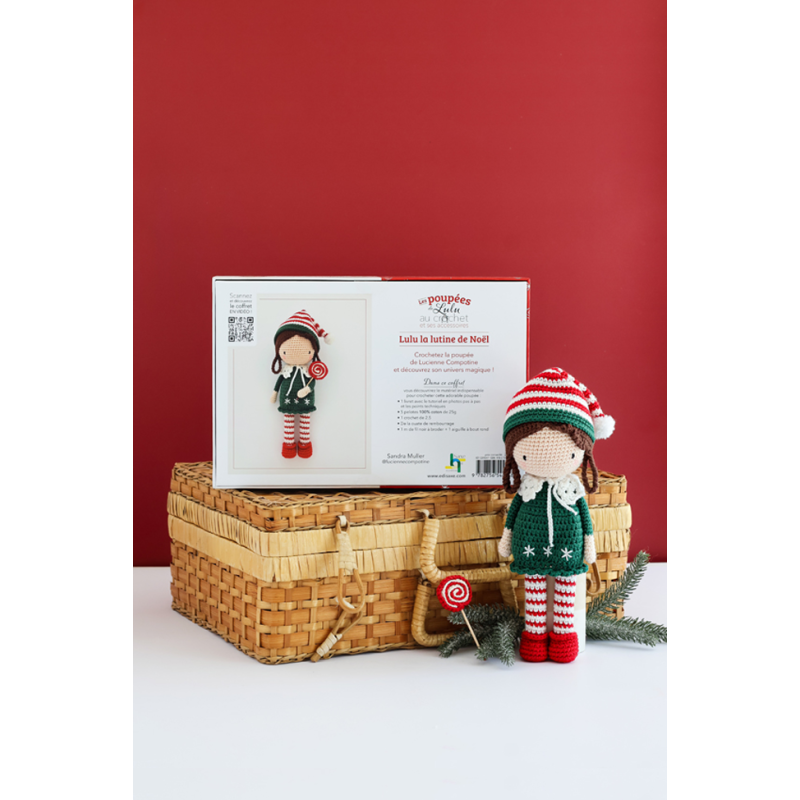 Coffret les Poupées de Lulu au crochet et ses accessoires : La lutine de Noël Kit Crochet