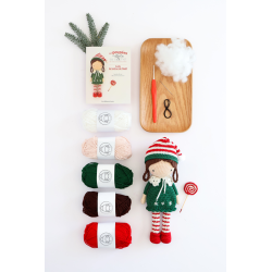 Coffret les Poupées de Lulu au crochet et ses accessoires : La lutine de Noël Kit Crochet