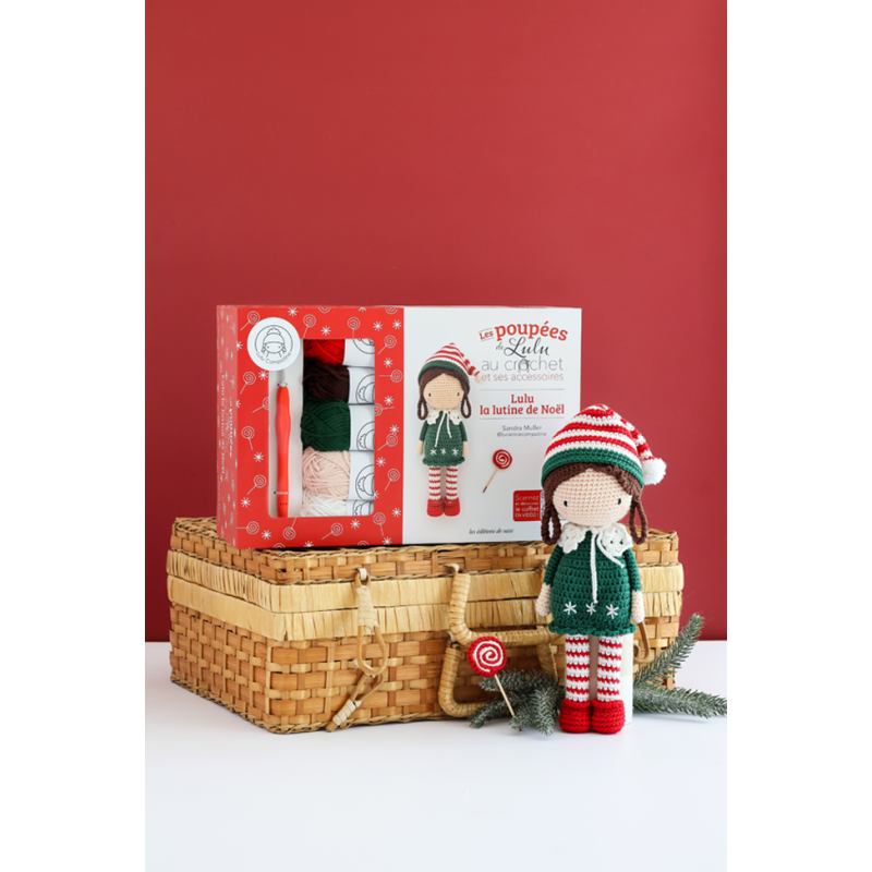 Coffret les Poupées de Lulu au crochet et ses accessoires : La lutine de Noël Kit Crochet