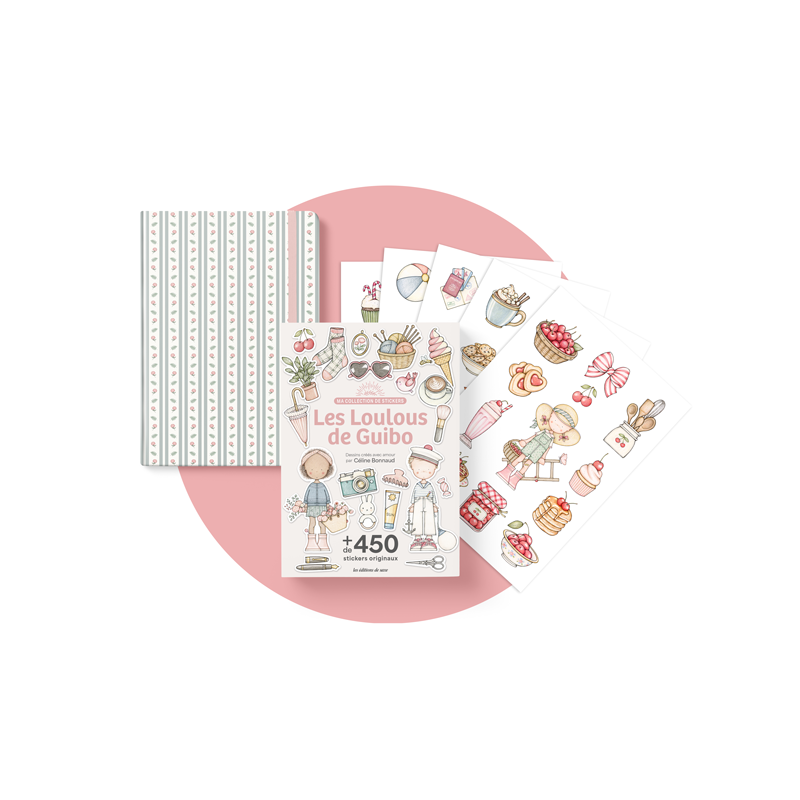 Coffret journaling ma collection de stickers : les loulous de Guibo
