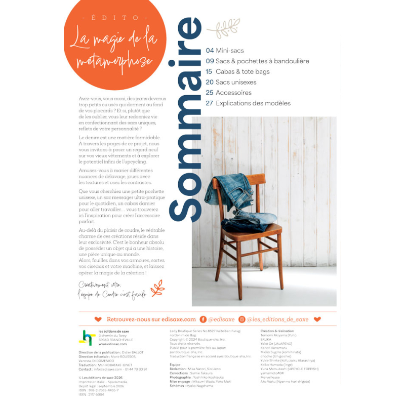 Coudre c'est facile n°99 : Sacs en denim de rentrée Magazine Couture