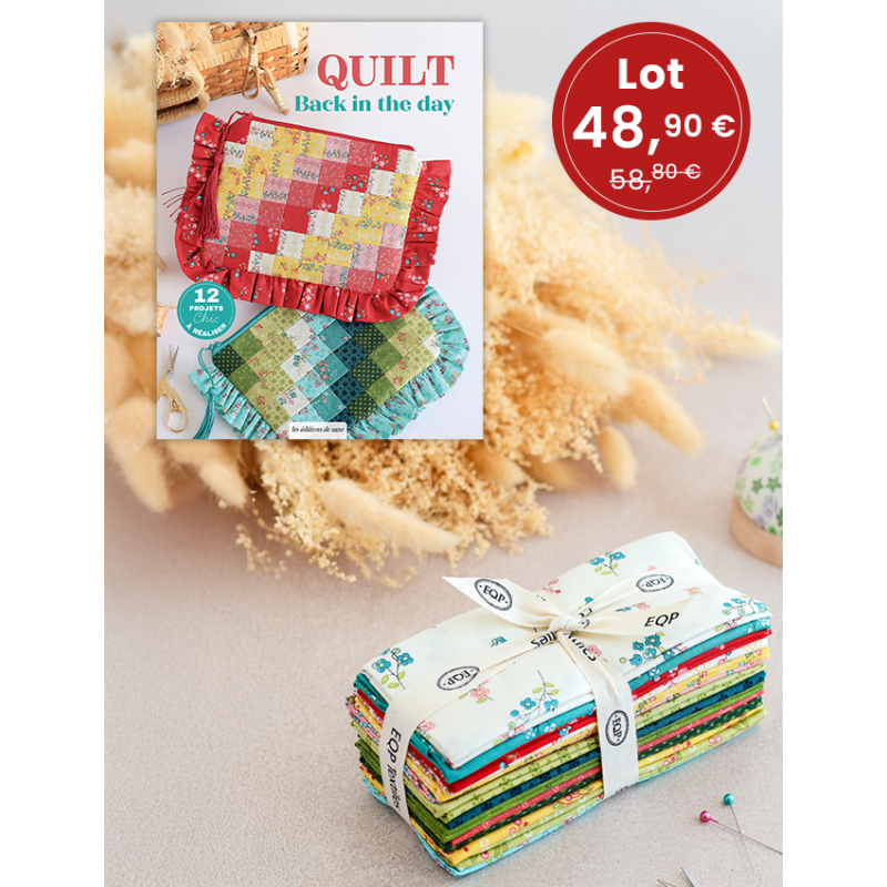 Lot Quilt Back in the days + tissus Lot, Fournitures, Livre COFFRETS