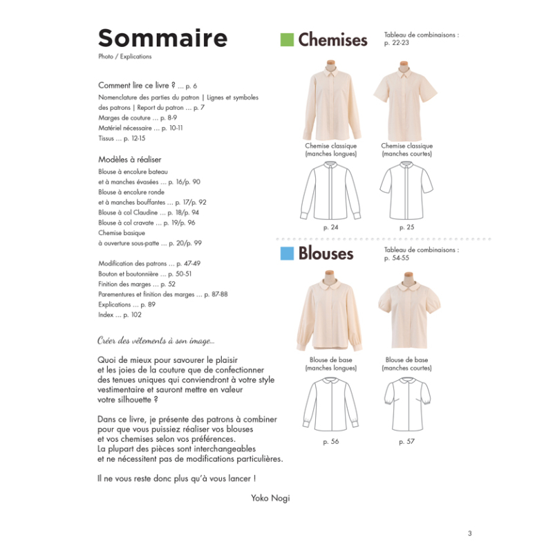 Les bases de la couture : Chemises & blouses Livre Couture