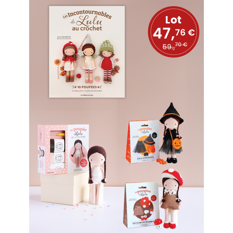 Lot L’univers de Lulu au crochet – Livre, poupée & panoplies Lot, Kit Crochet