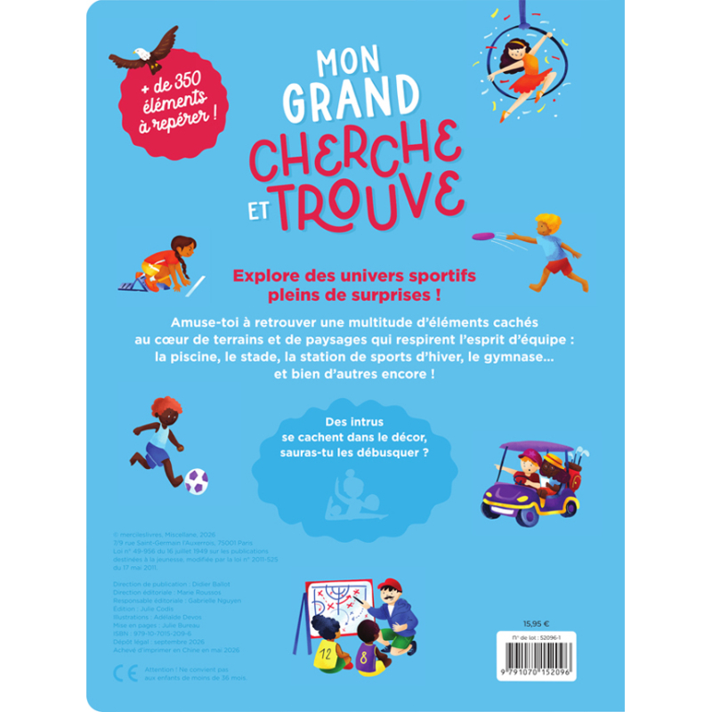 Mon grand cherche et trouve - Tous au sport ! Livre Jeunesse