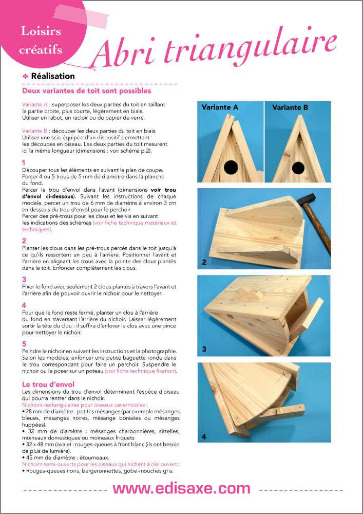 Abri triangulaire pour oiseaux