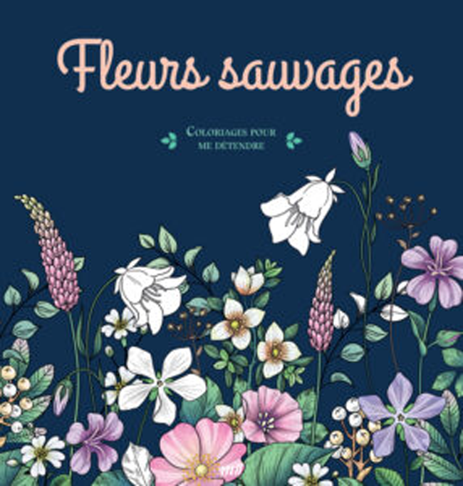 Couverture du livre de coloriage « Fleurs sauvages » avec illustrations florales détaillées, idéale pour coloriage anti-stress, loisirs créatifs, détente et inspiration botanique