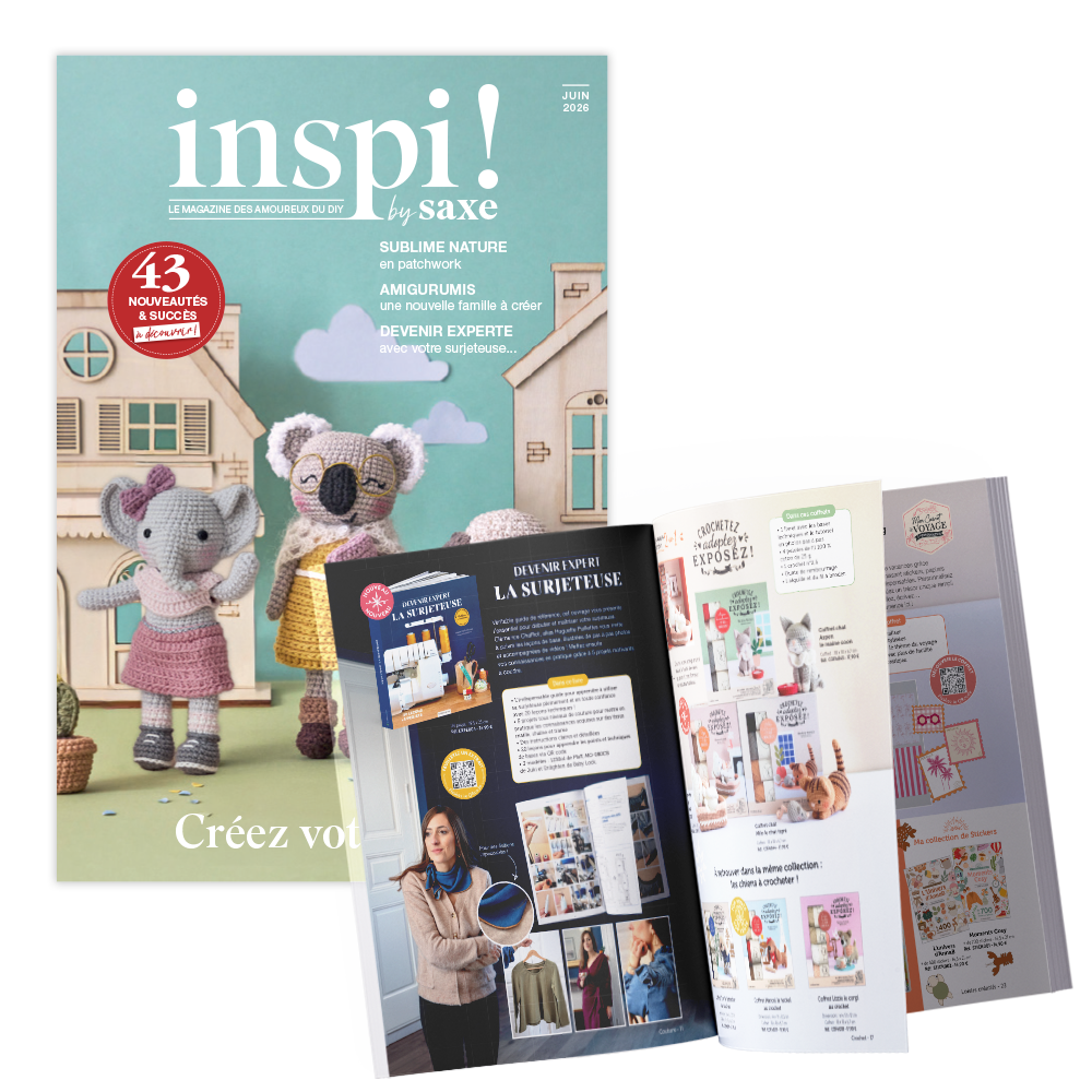 Magazine Inspi! by Saxe ouvert sur une sélection de projets créatifs autour du crochet, des amigurumis et des loisirs créatifs, présentant nouveautés, tutoriels, inspirations DIY et idées de créations faites main pour les passionnés de fil et d’artisanat.