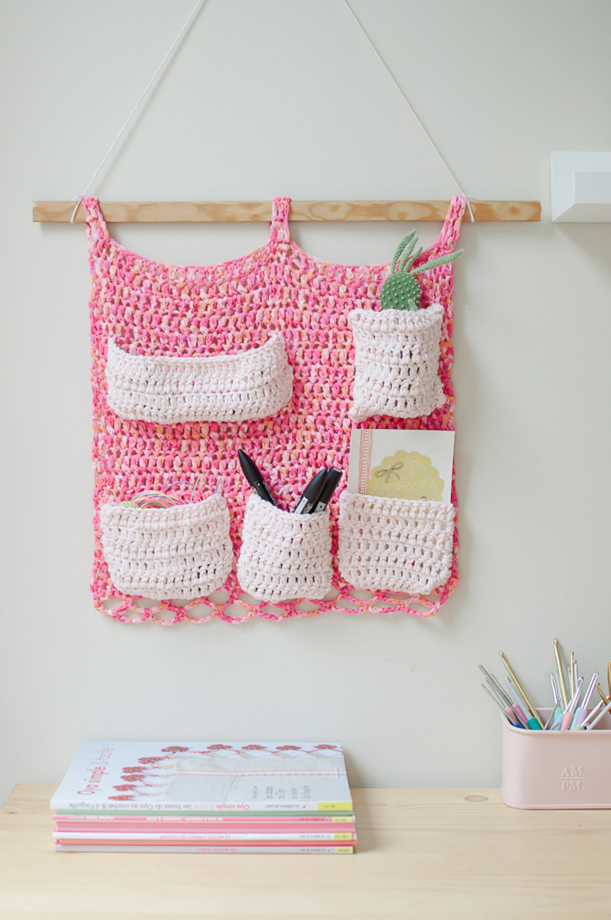 rangement mural crochet tuto