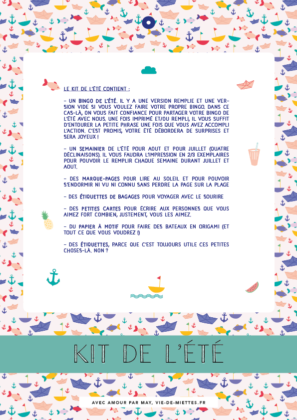 Kit de l'été à imprimer