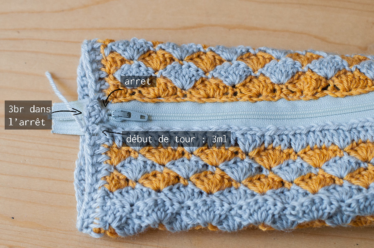 tuto zip crochet trousse