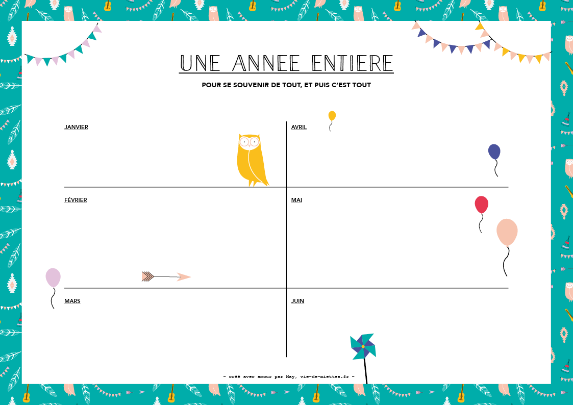 Kit rentrée : planning annuel à imprimer sur le thème de l'été indien par Vie de miettes