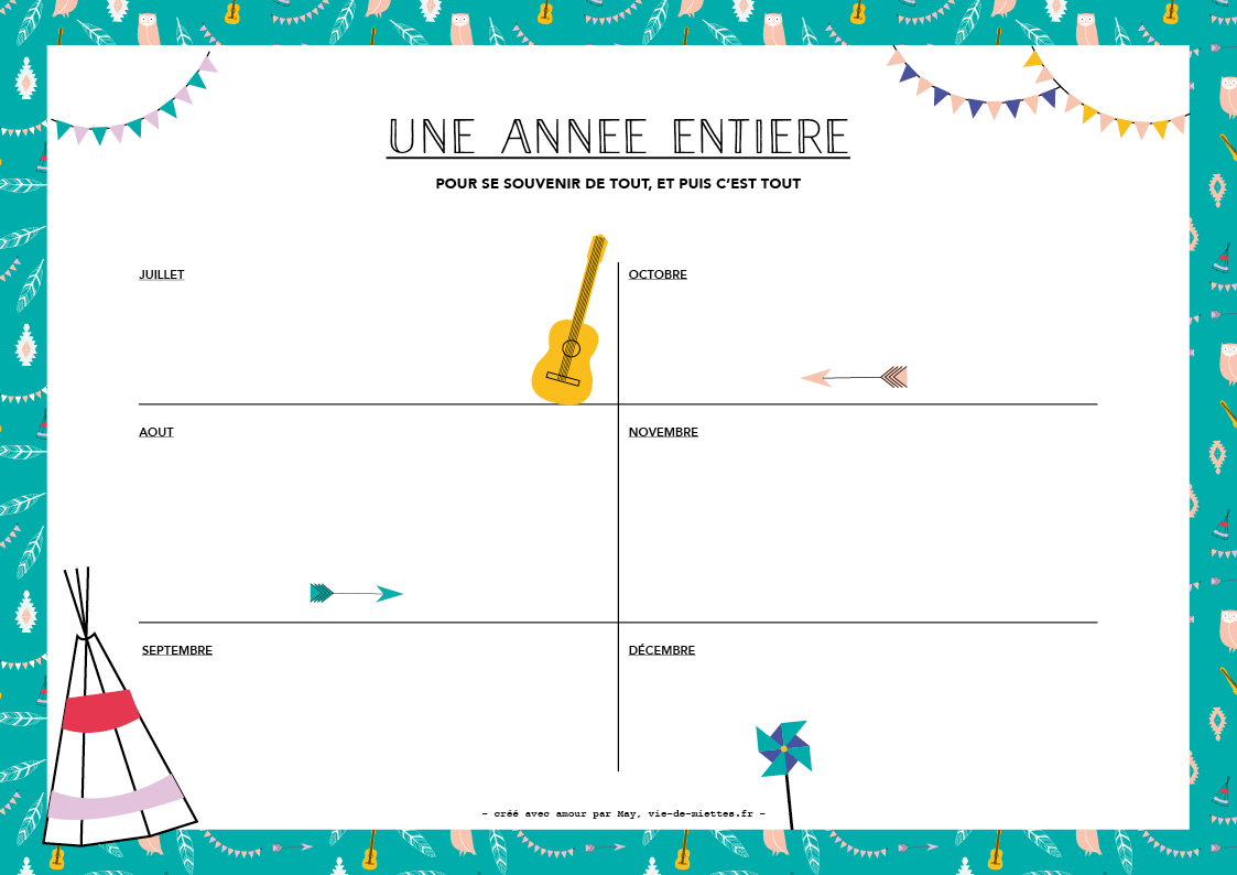 Kit rentrée : planning annuel à imprimer sur le thème de l'été indien par Vie de miettes
