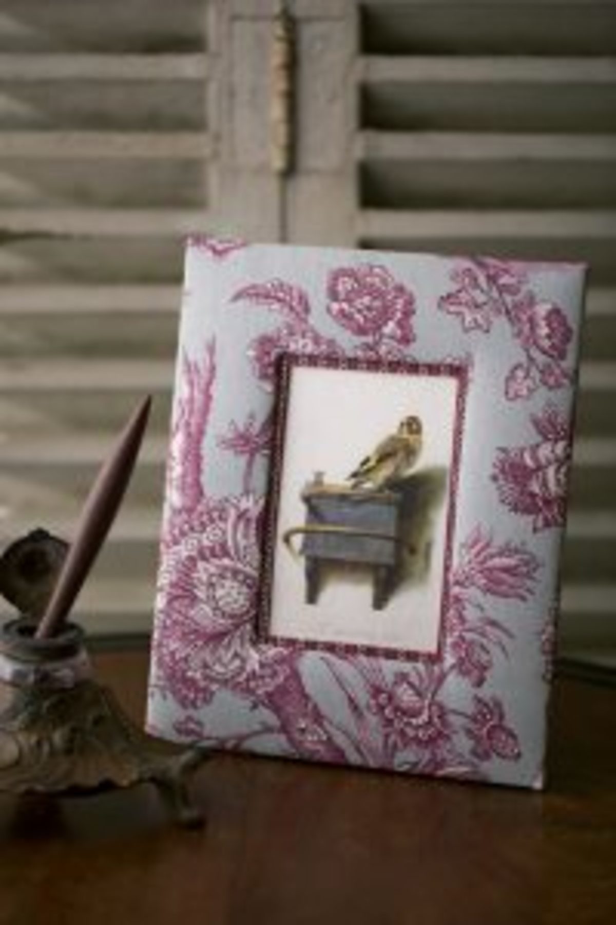 cartonnage cadre toile de Jouy