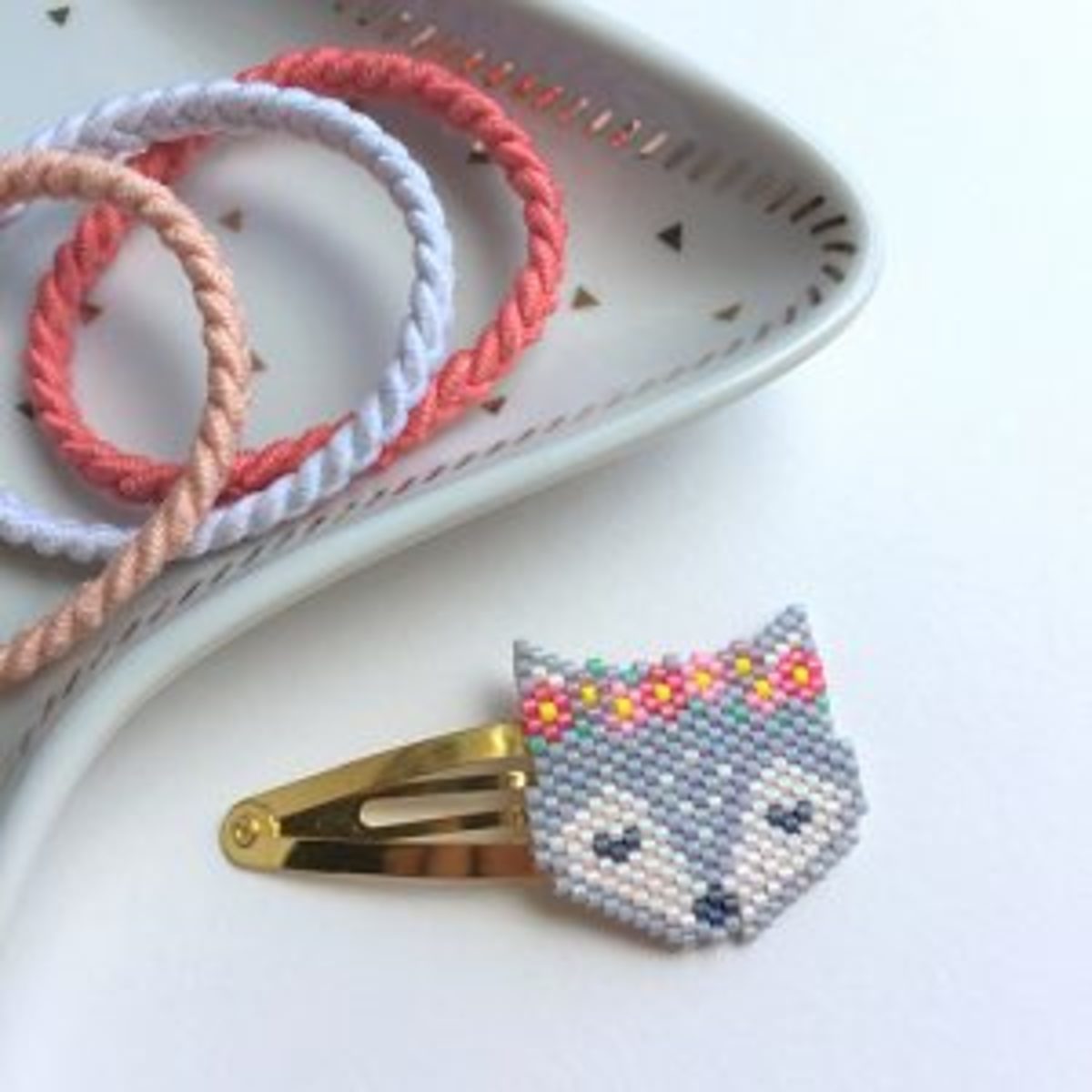 Brick stitch tissage de perles barrette