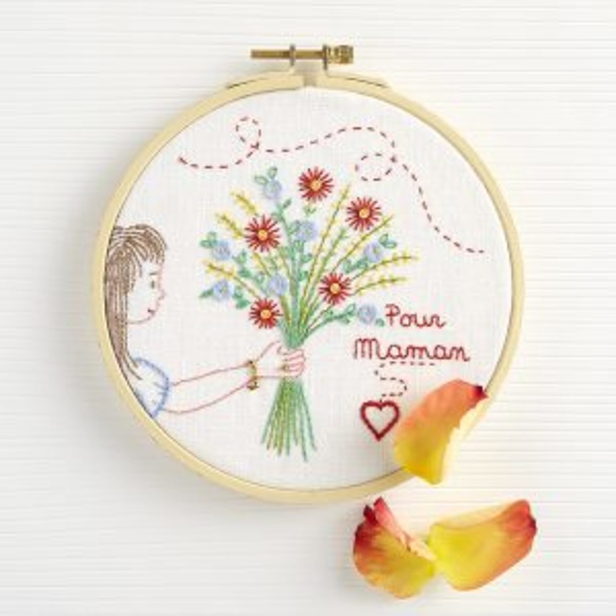 Cadeau fête des mères tableau brodé
