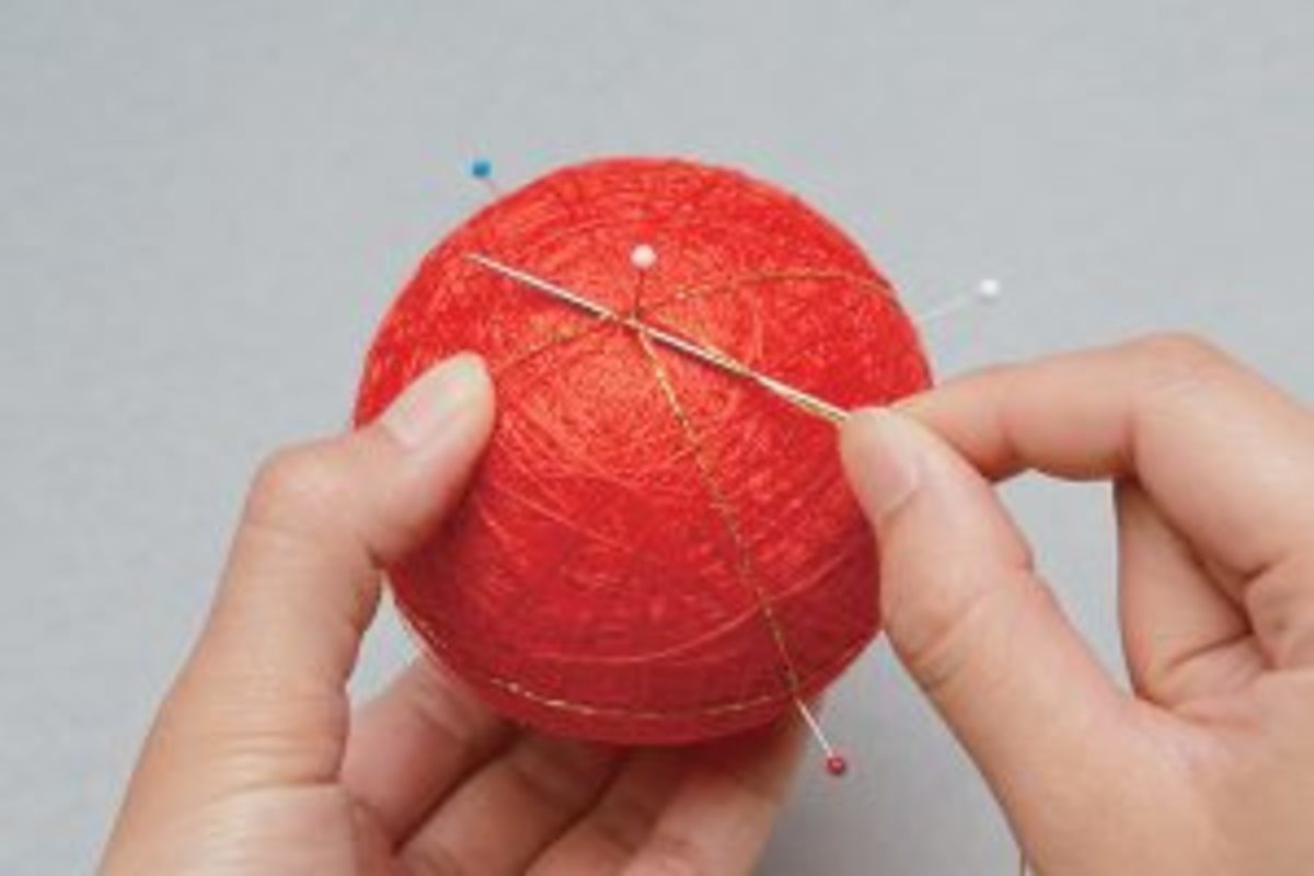 balle temari enrouler le fil doré étape 17