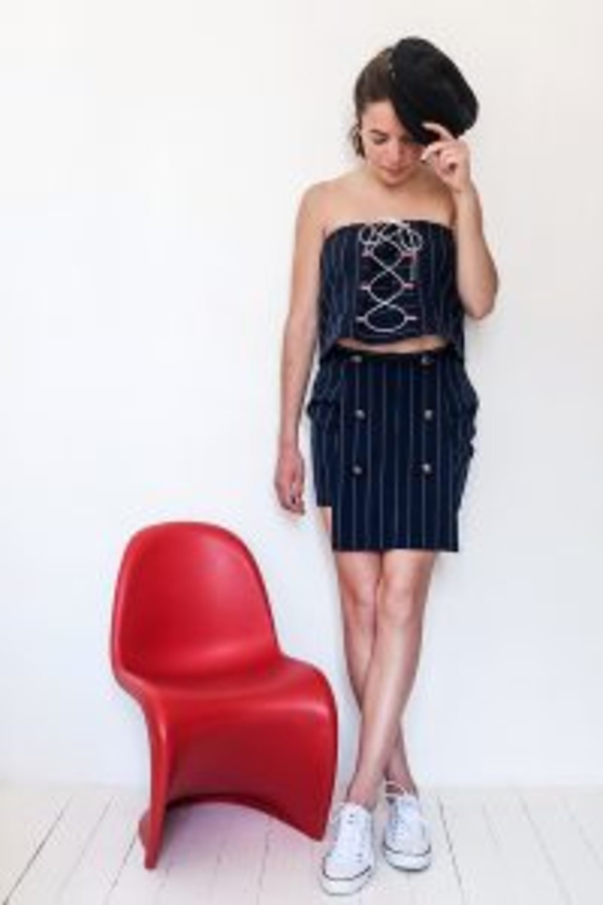 upcycling pantalon devient un ensemble jupe top